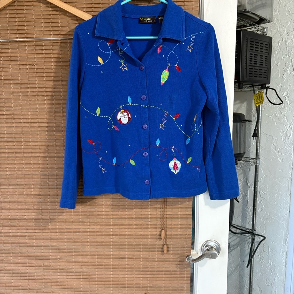 Onque Casuals Festive Blue Embroidered Jacket